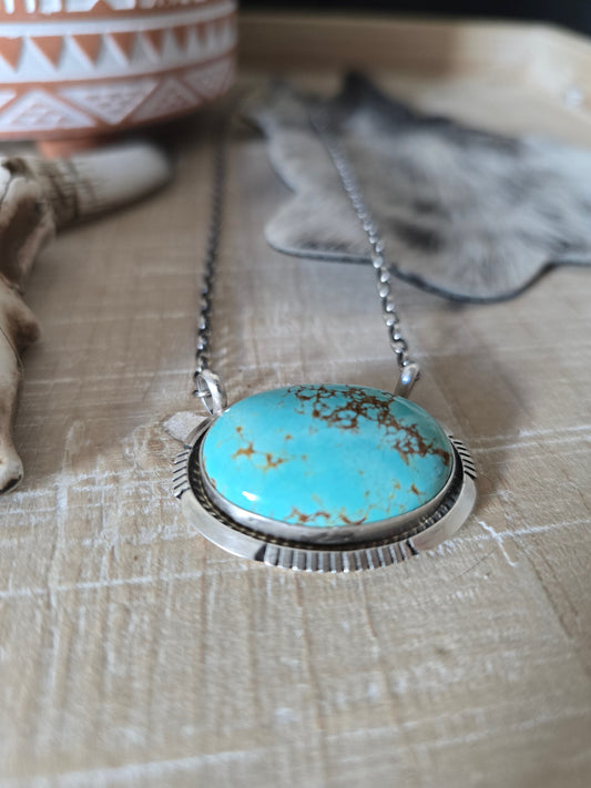 ALFRED MARTINEZ OVAL #8 TURQUOISE BAR NECKLACE