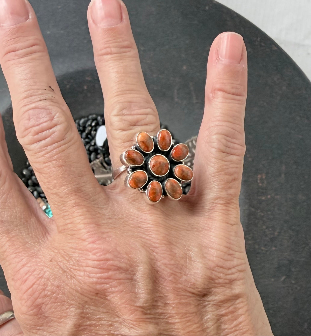 Orange Mojave Cluster Ring
