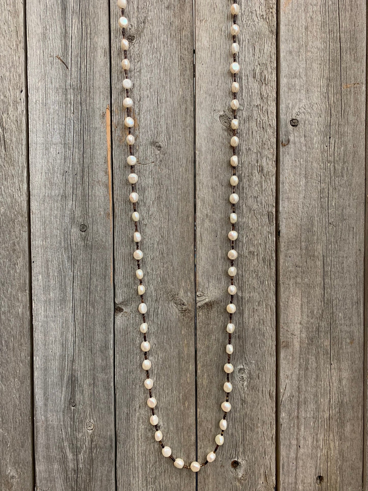 15058 Pearl & Brown Pin Shell Wrap Necklace