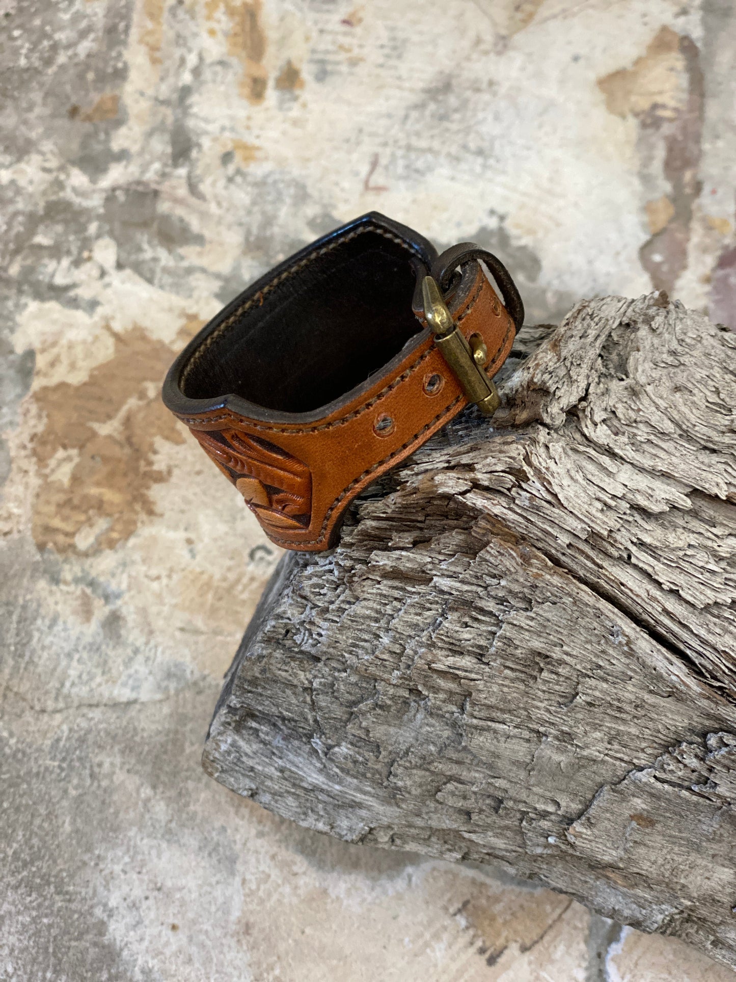 17168 Tri-Tone Hand Tooled Sunflower Cuff