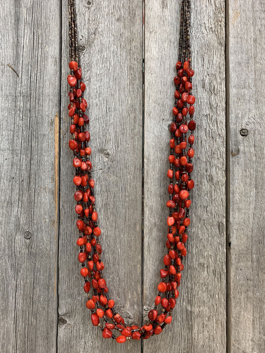 13836 5std Red Coral and Brown Pin Shell
