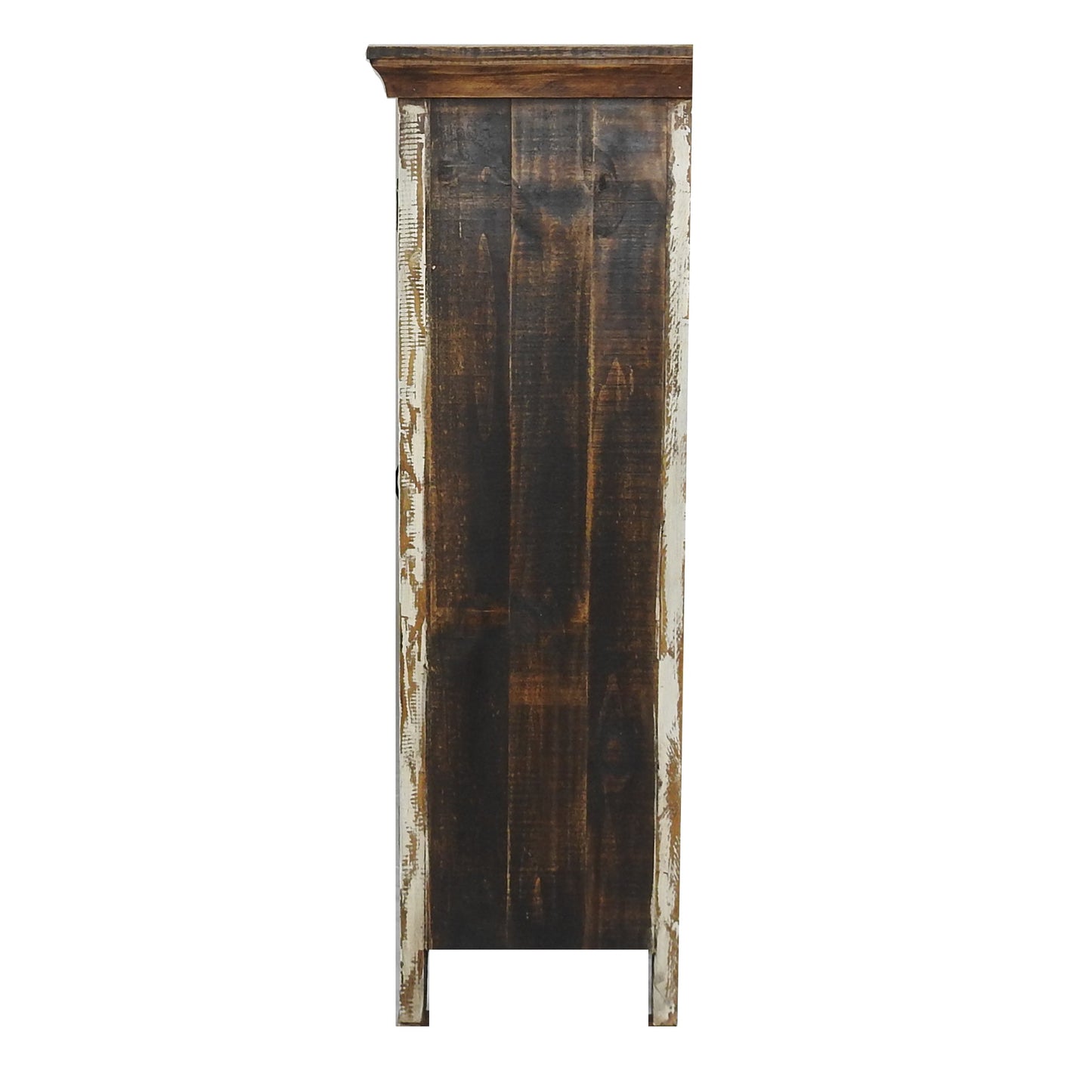 Cabana Large Rustic Glass Cabinet Buffet | Solid Wood Multicolor Sideboard Cabinet with Glass doors