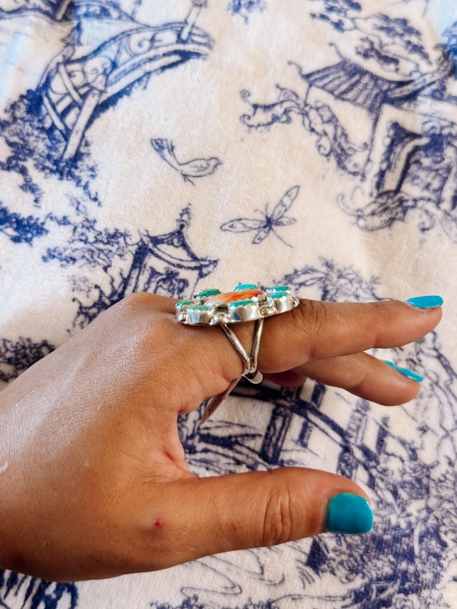 Aledo Spiny Oyster + Turquoise Cluster Ring