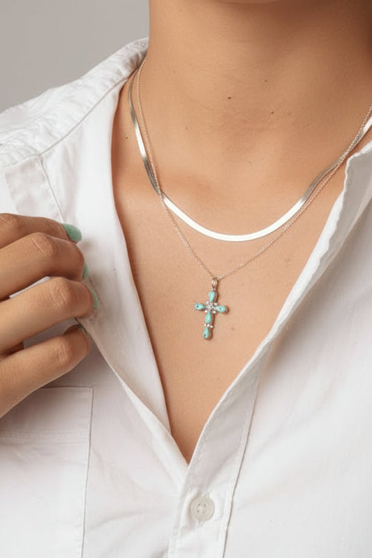 Cordes Green Gaspeite Cross Necklace