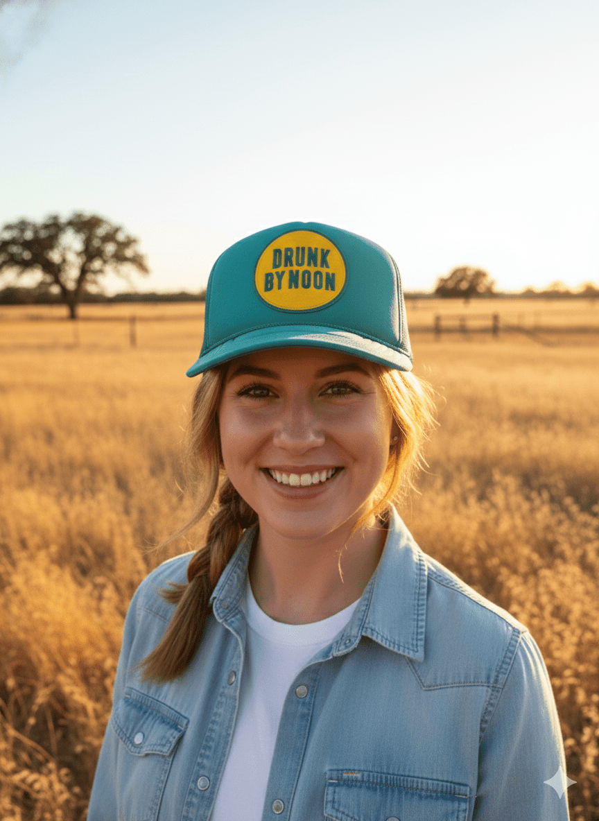 Drunk By Noon Patch Trucker Hat