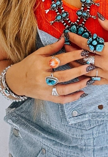 Drifter Adjustable Turquoise Cluster Ring
