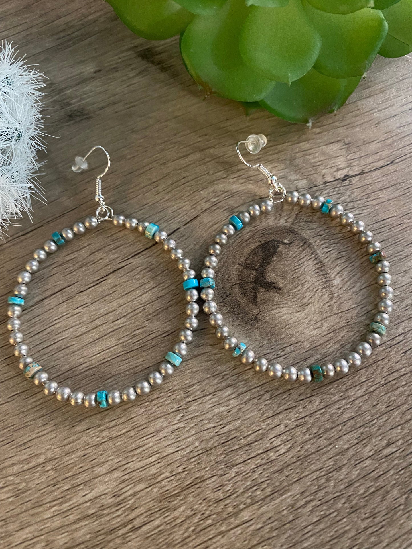 Variscite Heishi Hoop Earrings - A little Bit Of Blue