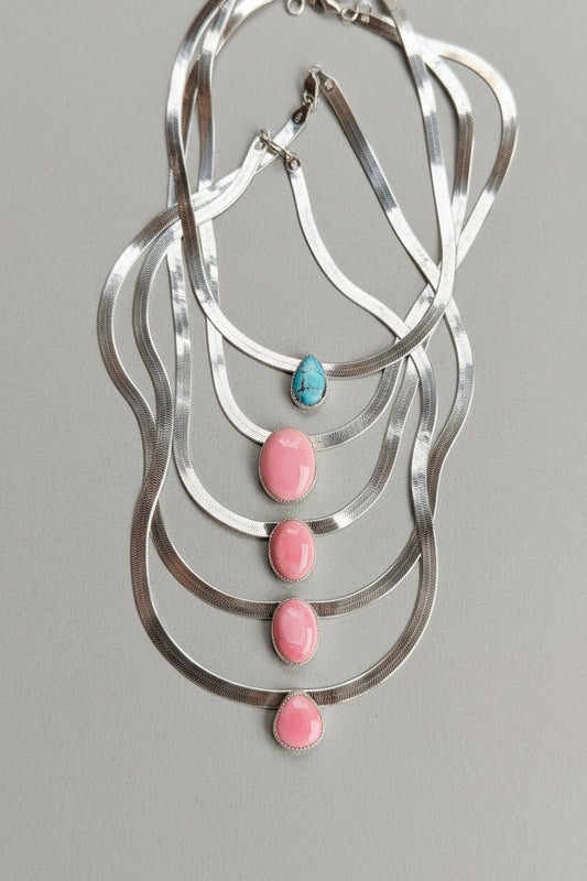 Linden Herringbone Stone Necklace