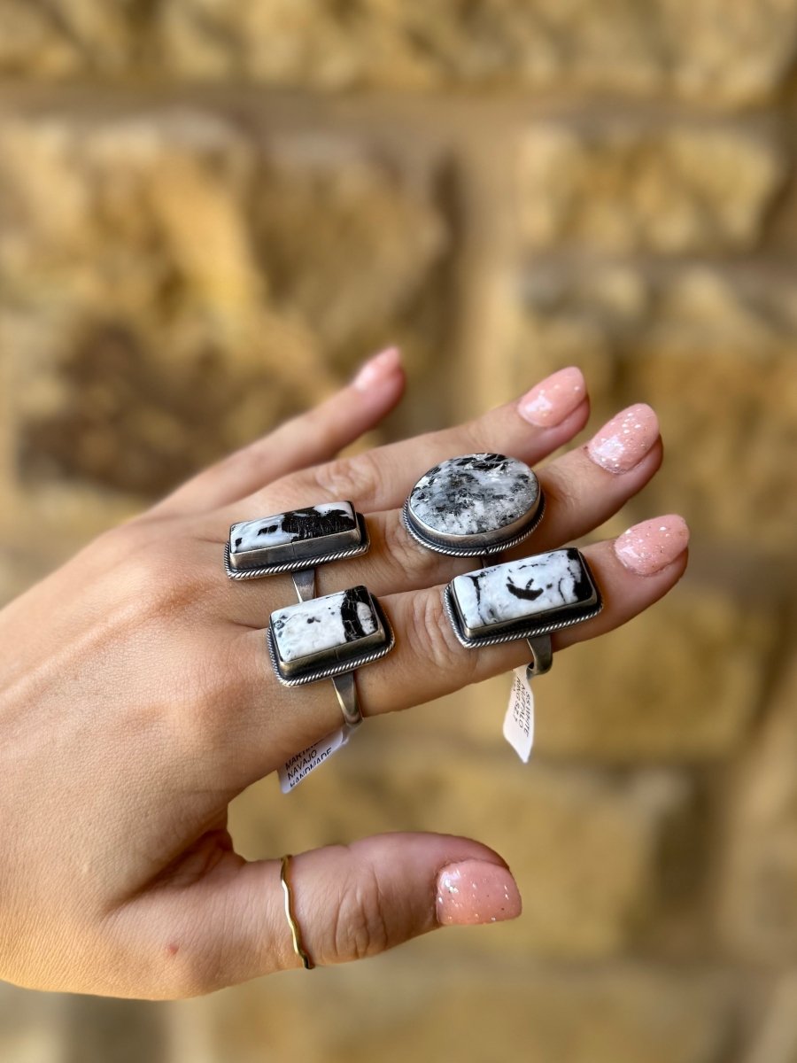 Sinton White Buffalo Rectangle Ring