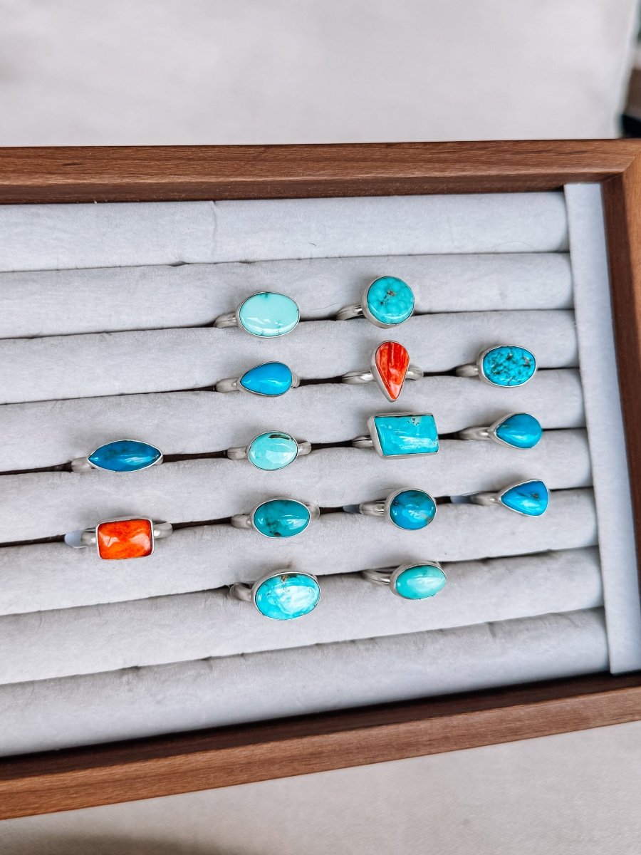 Seabrook Turquoise & Orange Spiny Rings