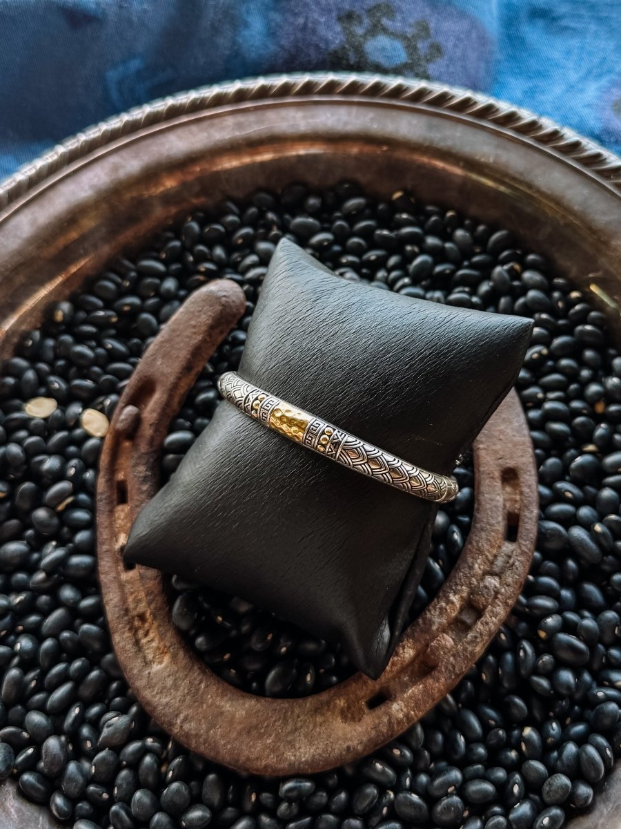 Spiffy Silver + 18K Gold Cuff Bracelet