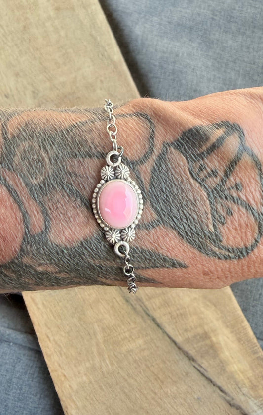Pink Conch Sterling Silver Bracelet