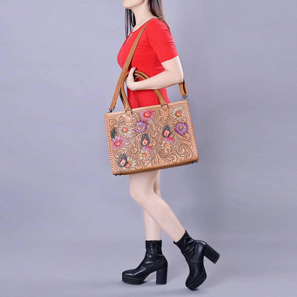 ADBG235 Tote Hand Tooled Genuine Western Leather Women Bag