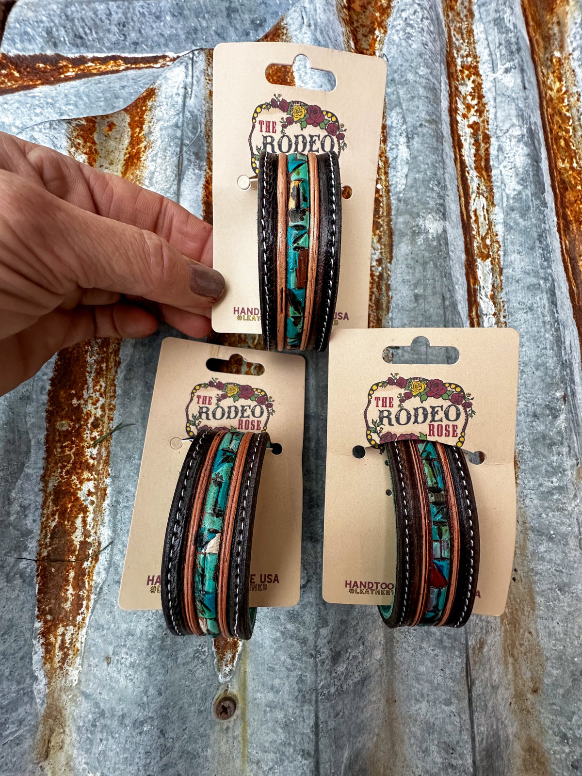 Mosaic Turquoise Tooled Cuff
