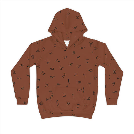 Children's Hoodie - Cattle Brand Print Cute Cow Graphic Pullover