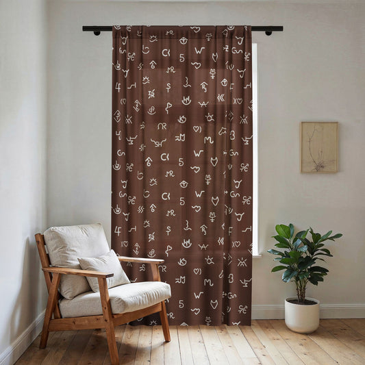 Cattle Brand Sheer Curtain Panel