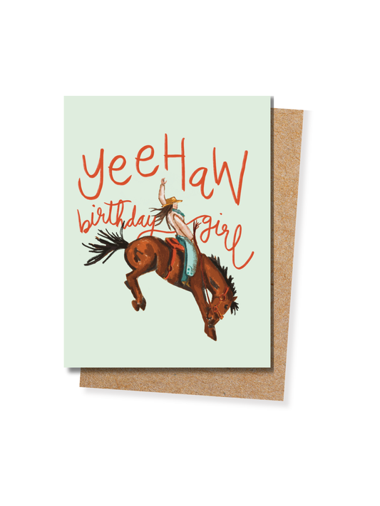 Bucking Bronco Yeehaw Birthday Girl Western Birthday Card