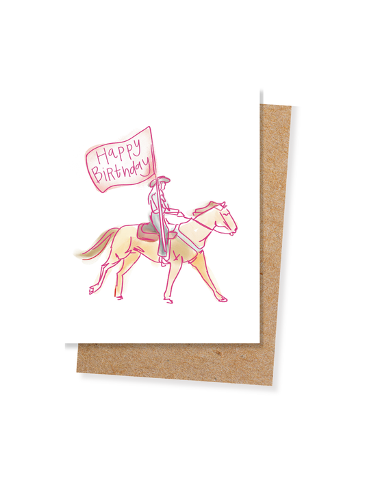 Birthday Flag Bearer Western Cowgirl Blank Birthday Card