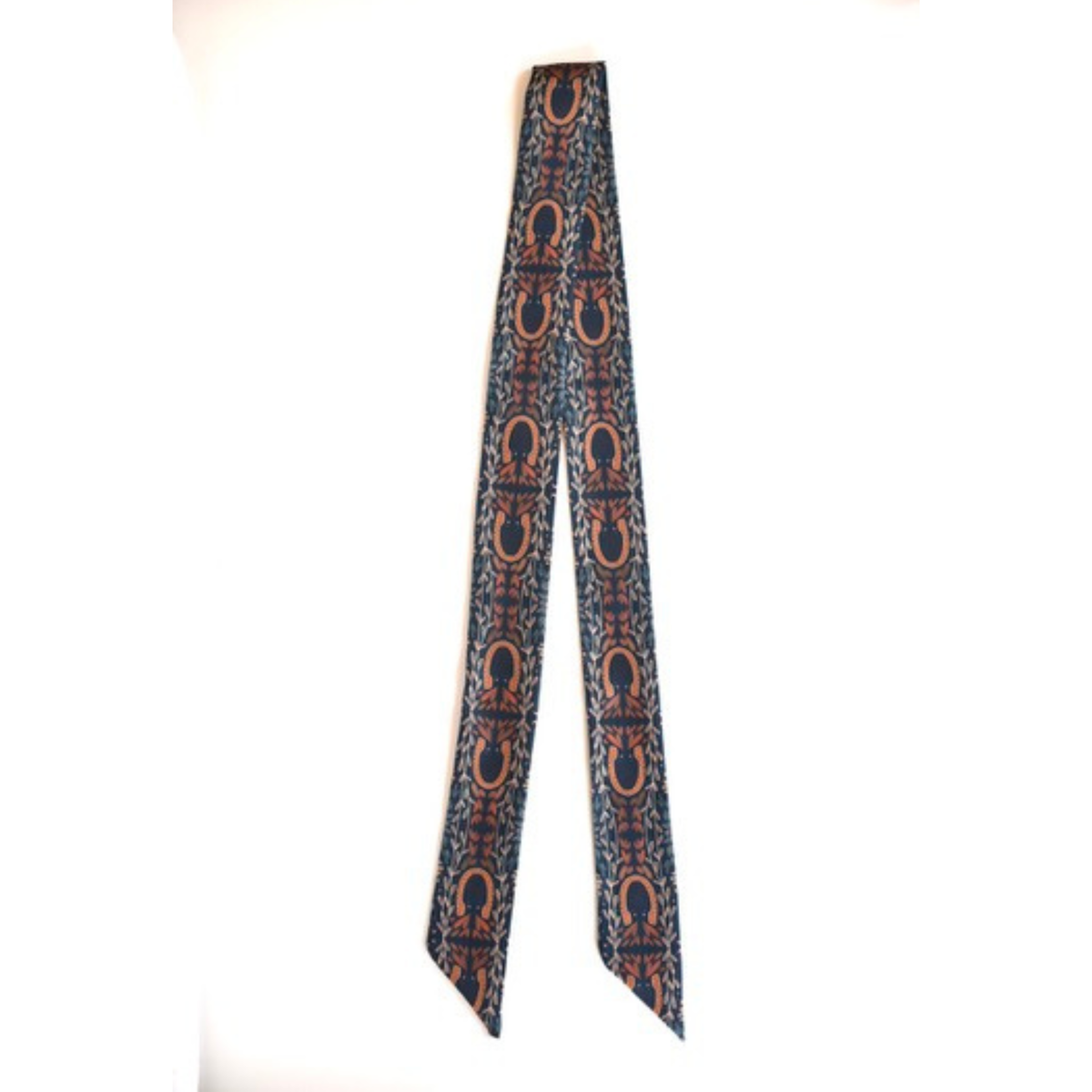 Western Harvest Twilly Scarf in Deep Juniper: Floral Western Satin Chiffon Scarf