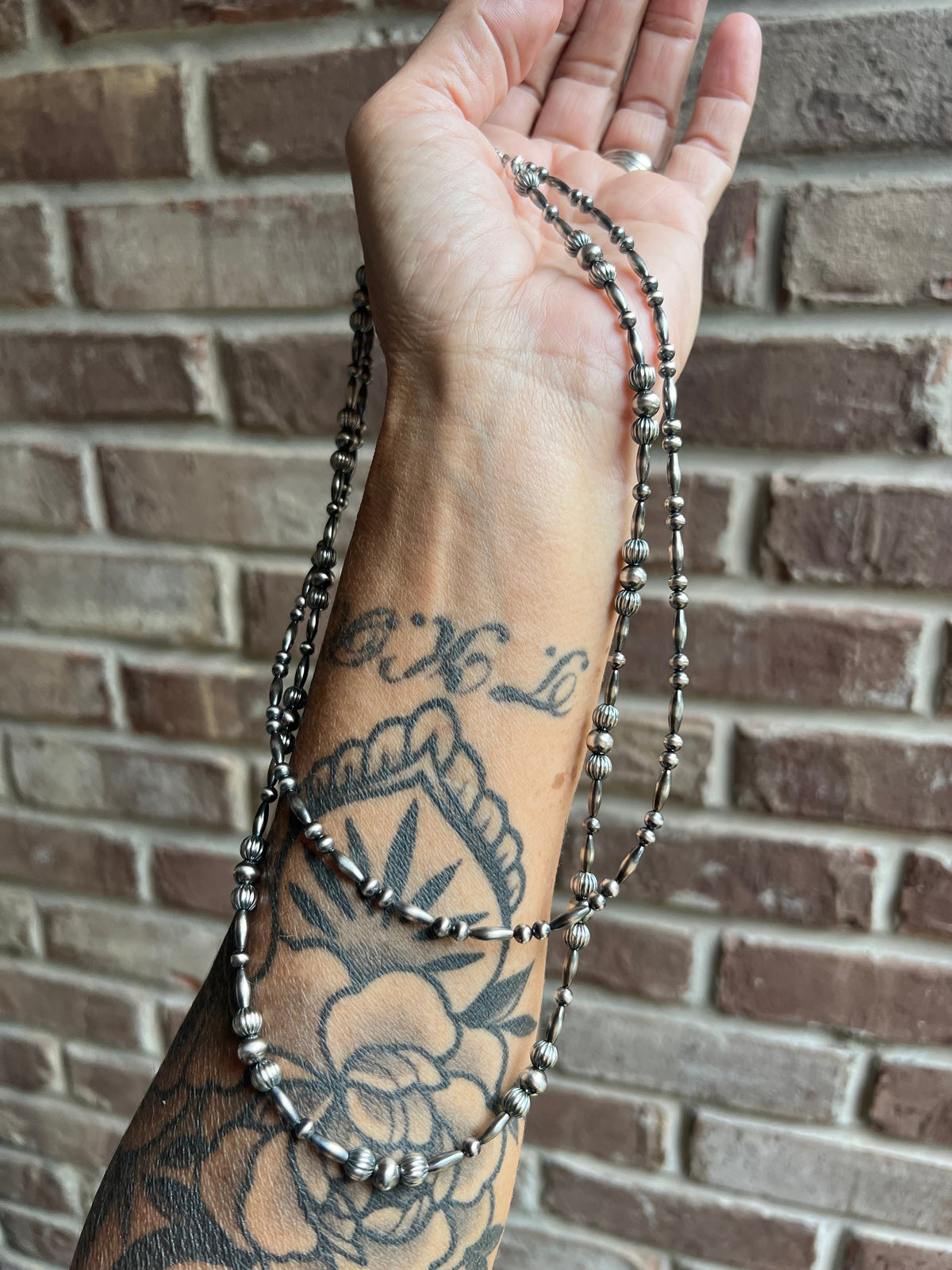19” Sterling Torpedo and Round Bead Necklace