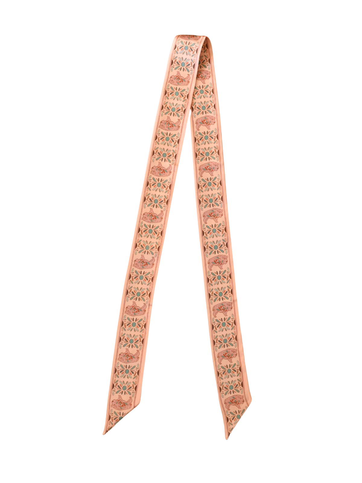Blooming Bison Twilly Scarf: Western Satin Chiffon Hair & Neck Scarf