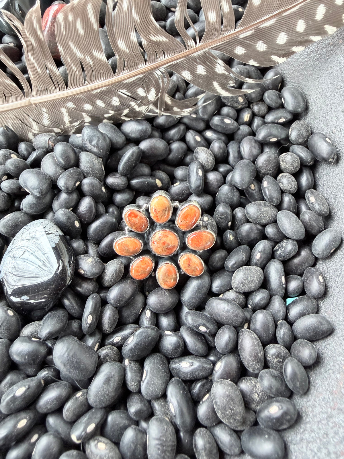 Orange Mojave Cluster Ring