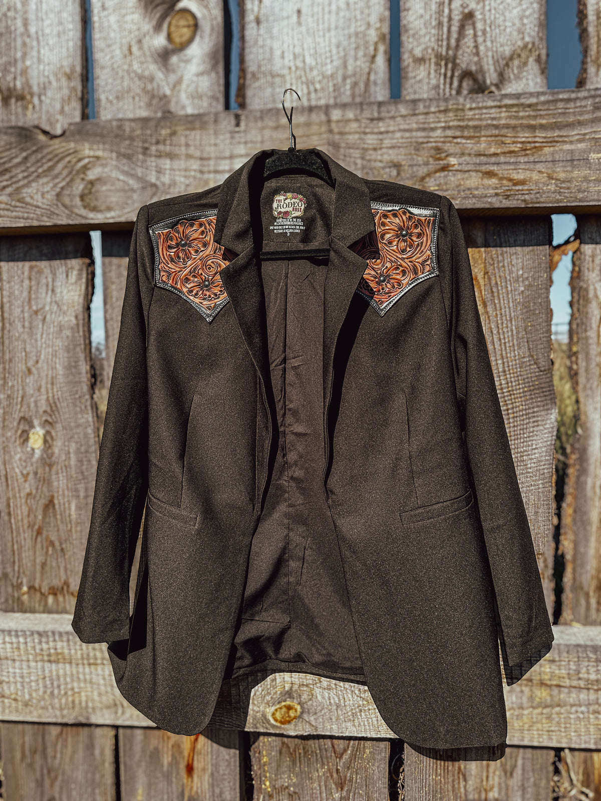 Hand tooled yoke blazer