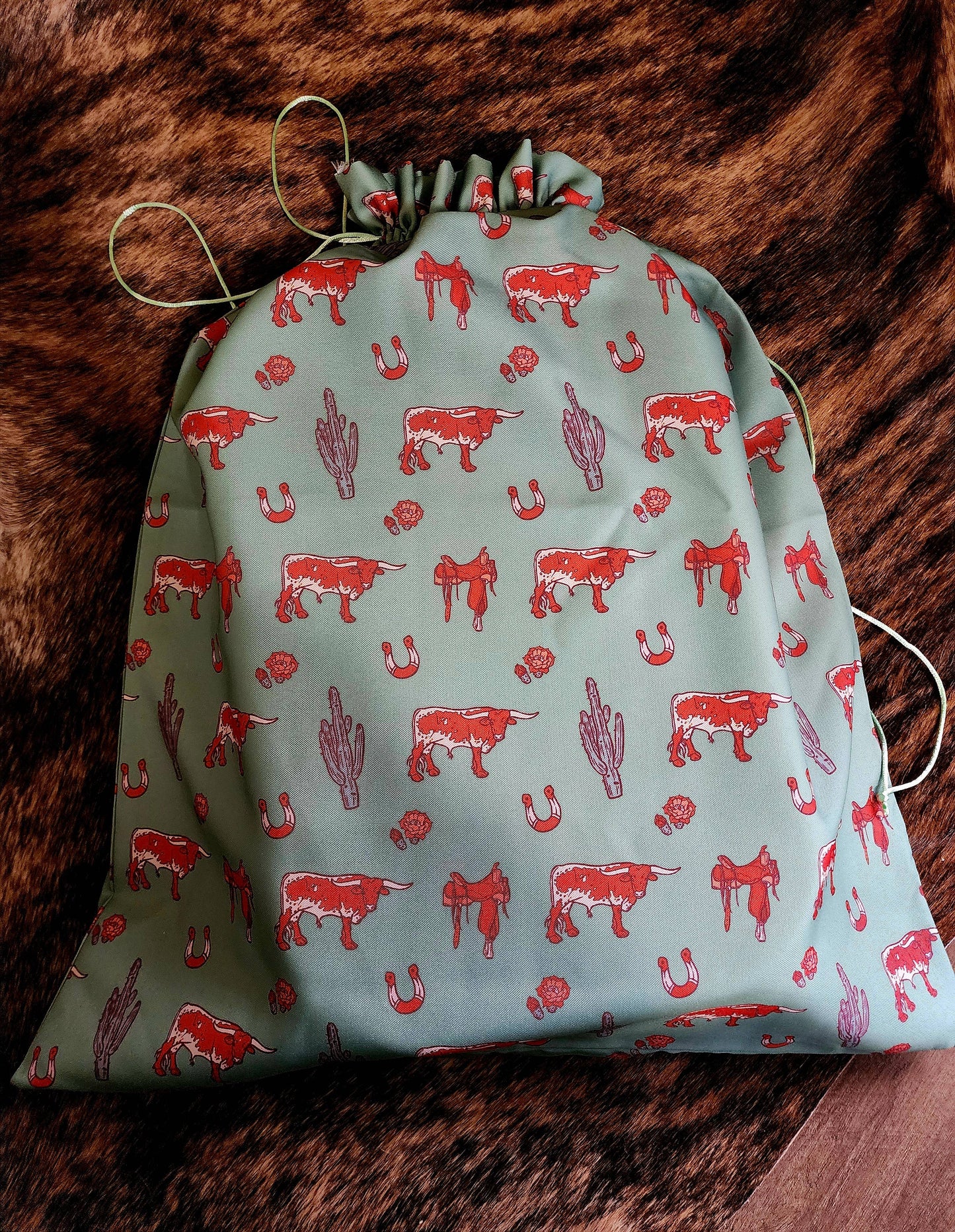 Western Reusable Gift Bag- Any Occasion Longhorn and Cactus