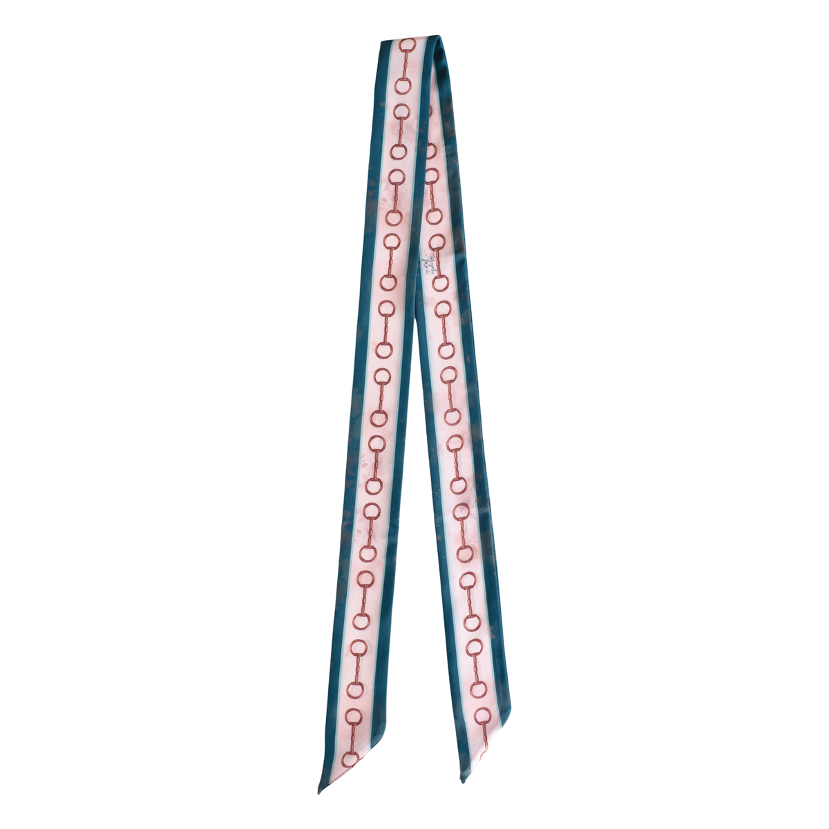 Snaffle Bit Twilly Scarf in Teal: Equestrian Western Satin Chiffon Scarf