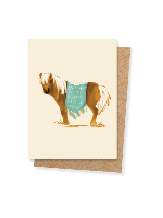 Welcome Little One Pony Baby Card