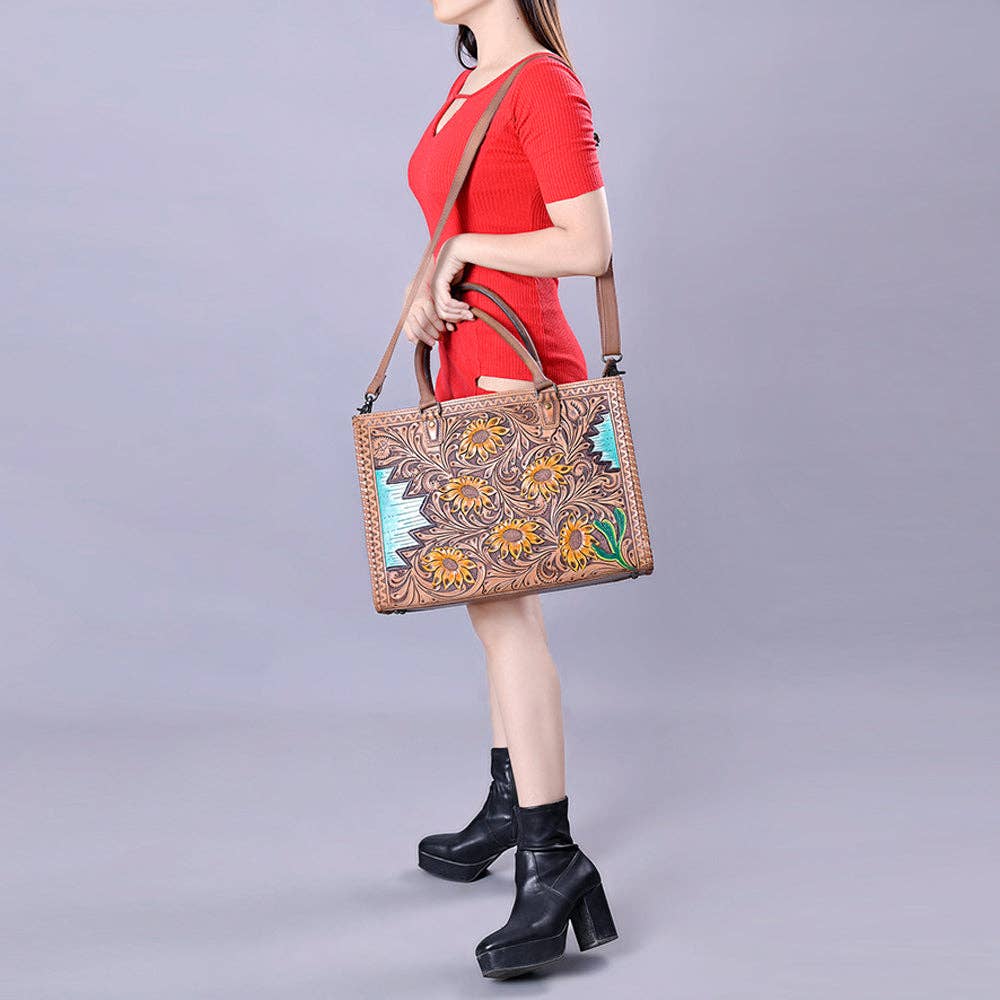 ADBG235 Tote Hand Tooled Genuine Western Leather Women Bag