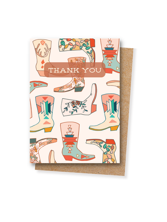 Western Thank you card, cowboy boots card