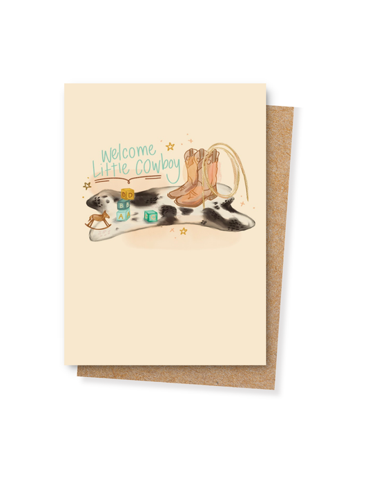 Welcome Little Cowboy Baby Card