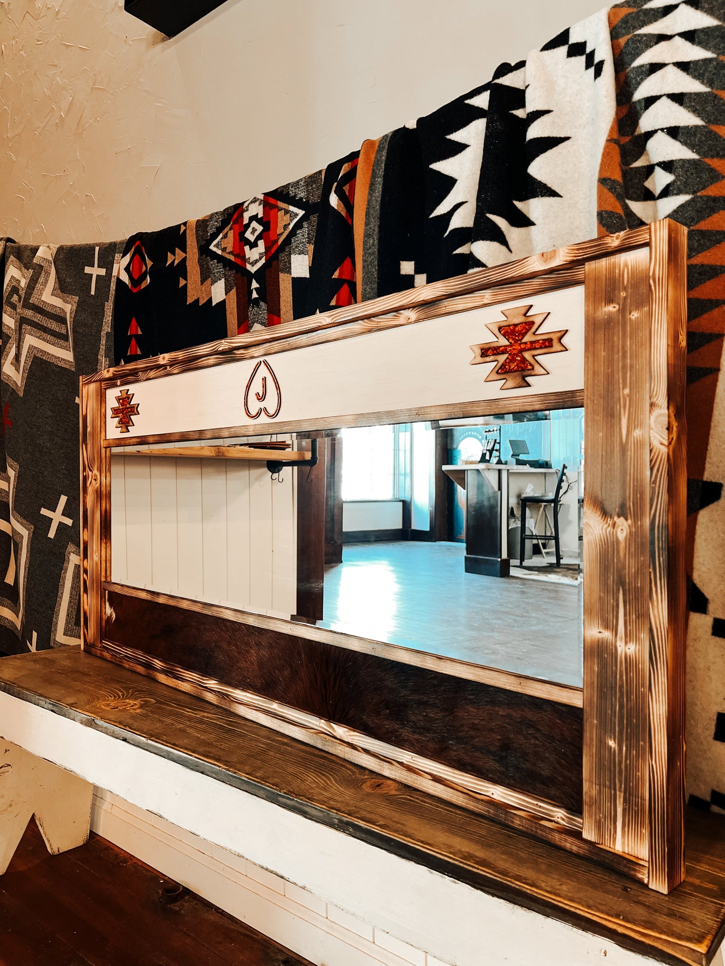 Custom Cowhide Mirror