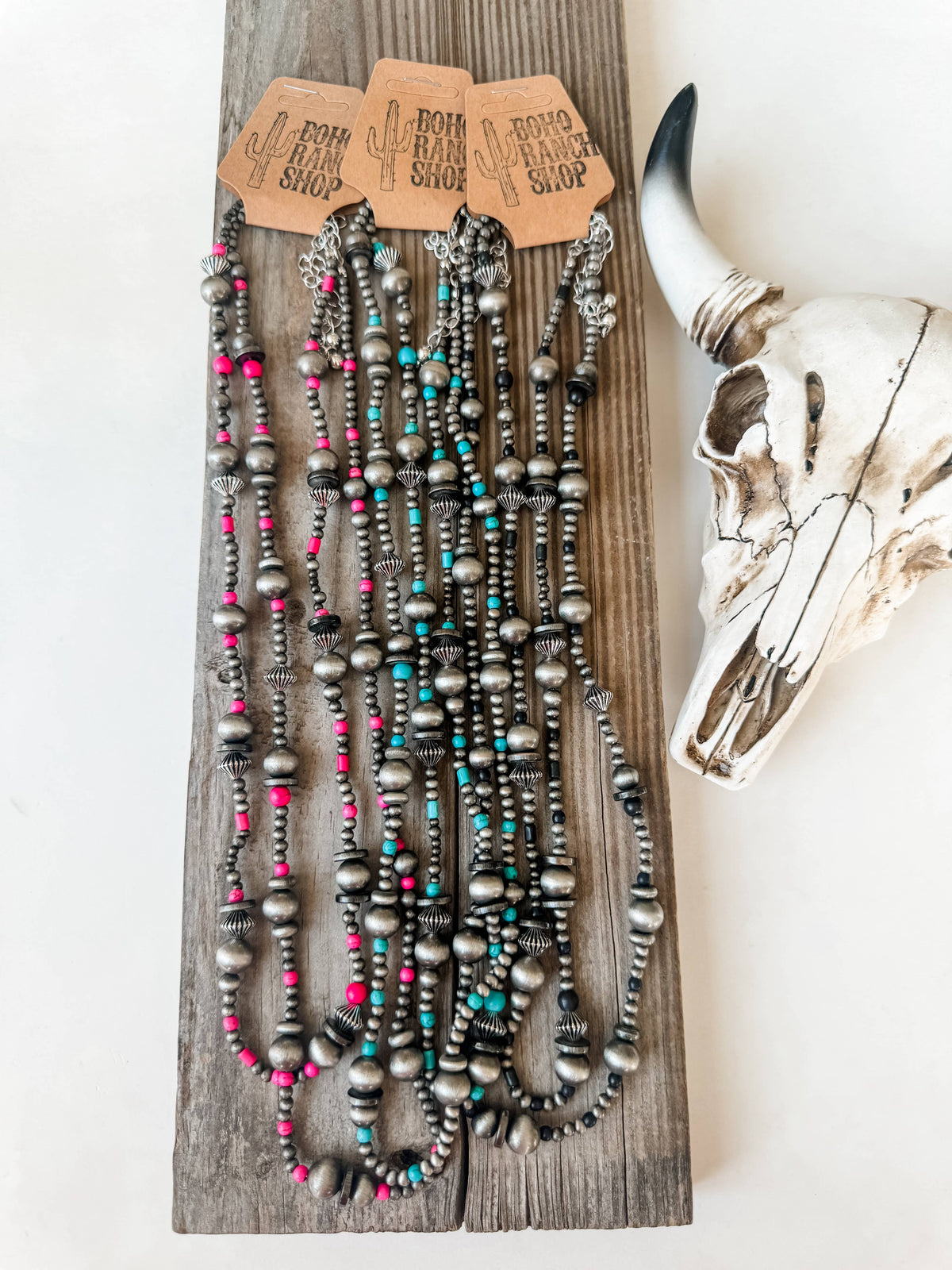 2 Layered Navajo Style Pearl and Bead Necklace