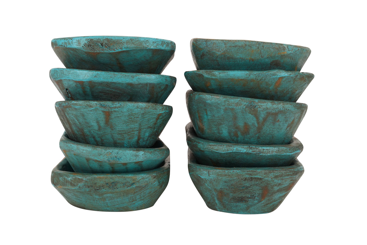 Mini Bowl #2-WH5P-6x10-Home Decor-Mini Turquoise Waxed #2