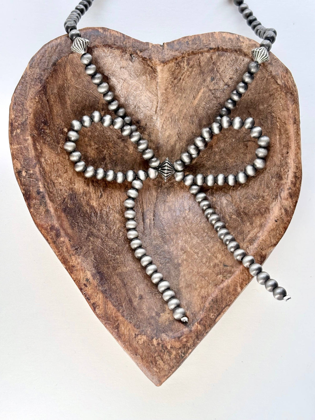24.5"Western Long Navajo Pearl Coquette Bow Pendant Necklace