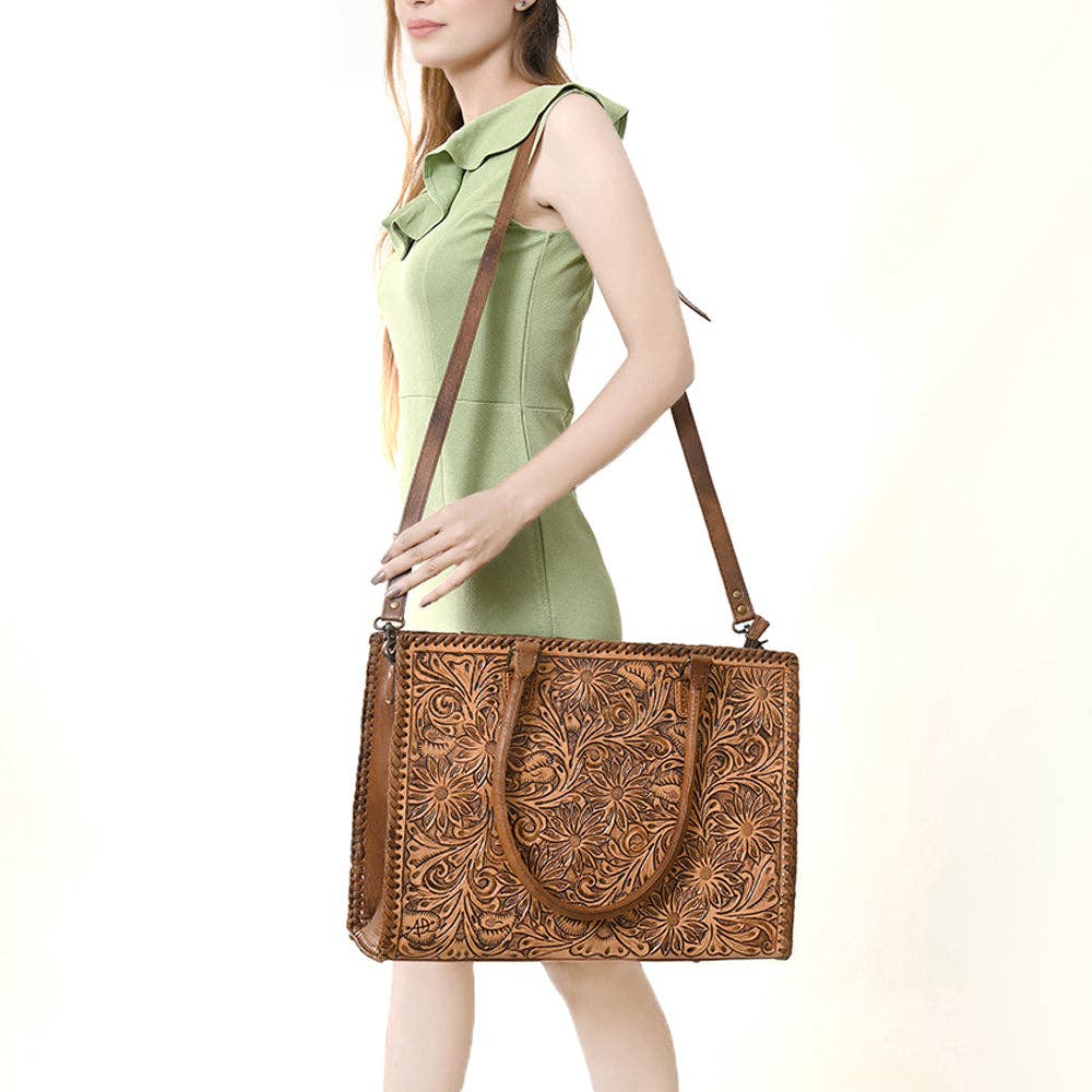 ADBG235 Tote Hand Tooled Genuine Western Leather Women Bag