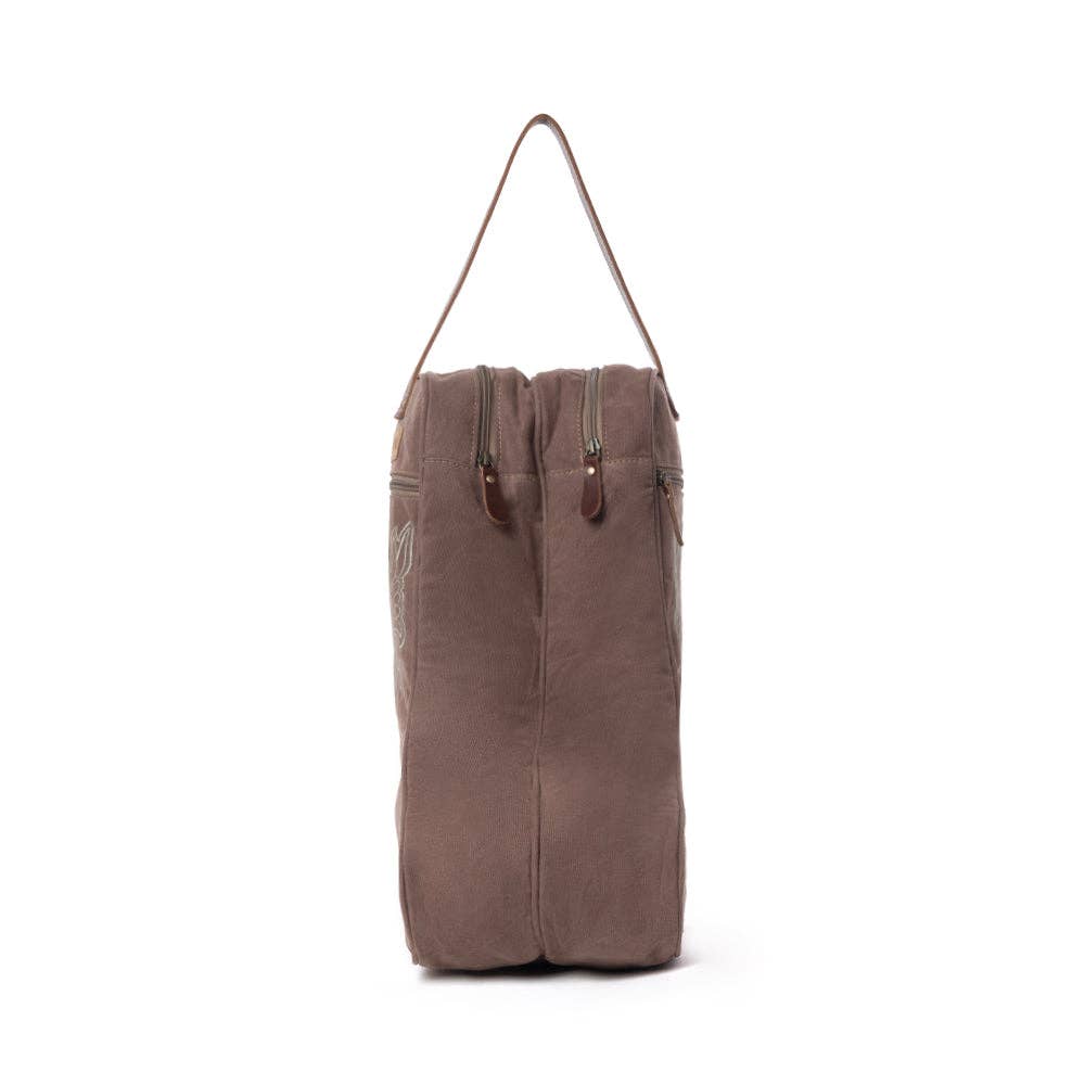 Sunstone Cotton & Leather Boot Bag in Sandy Taupe