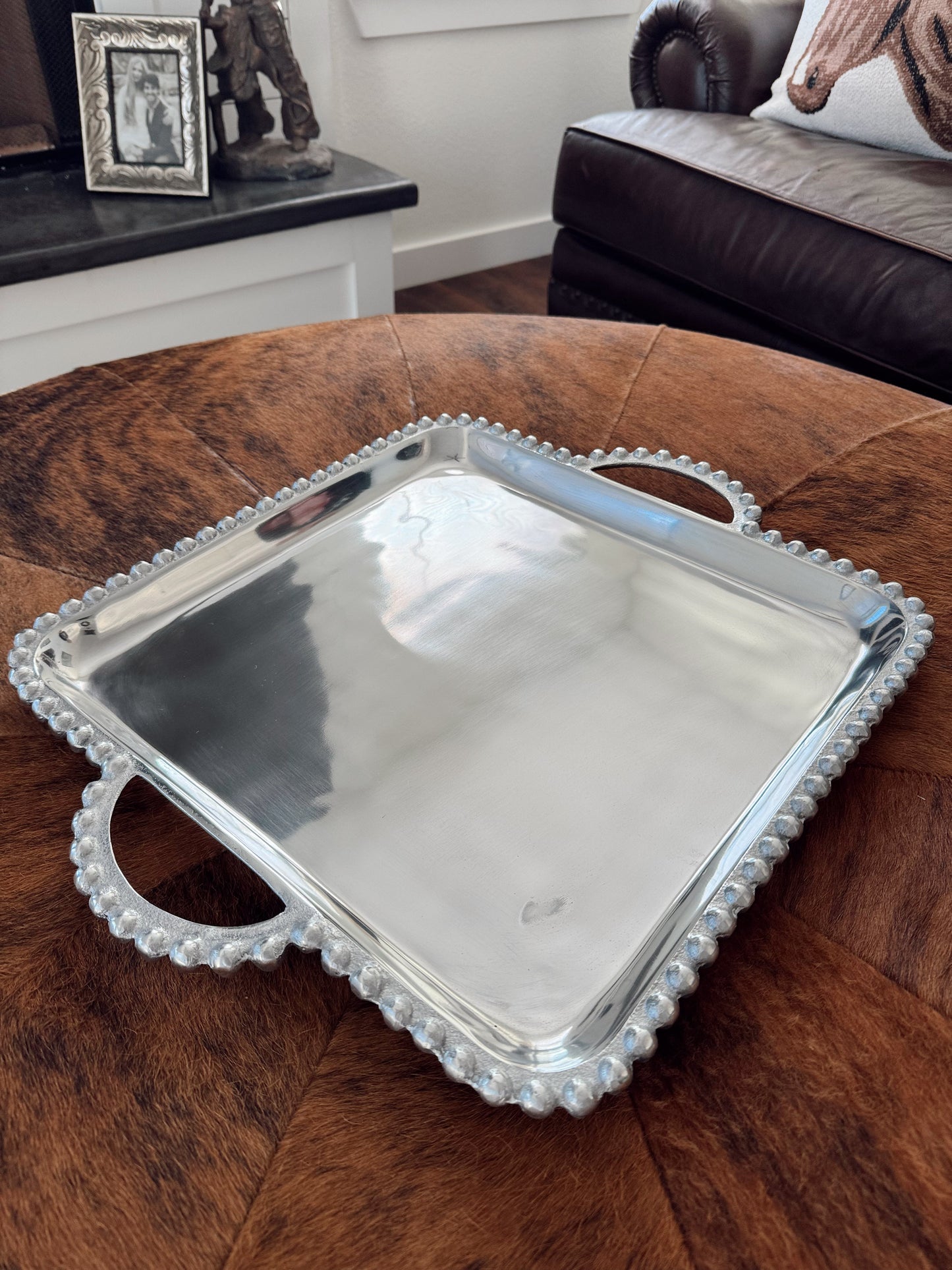 The Square Beaded Handle Tray