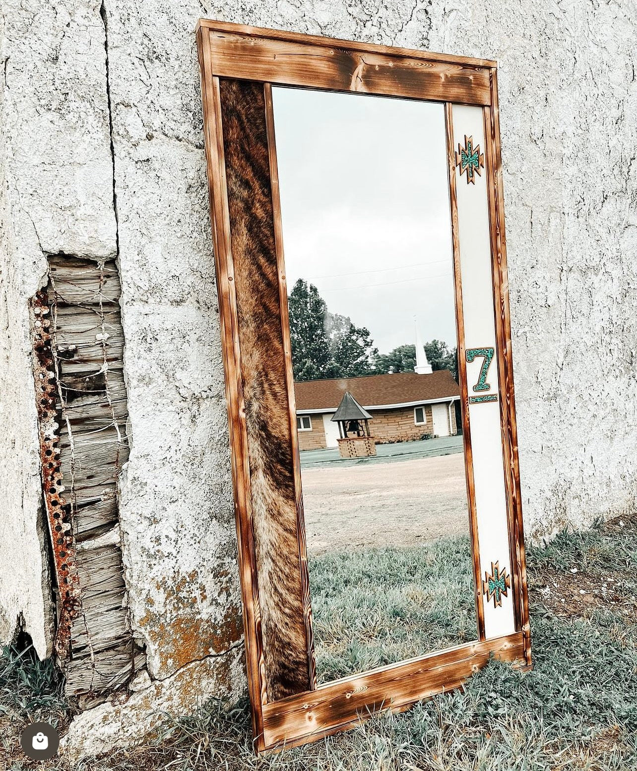 Custom Cowhide Mirror