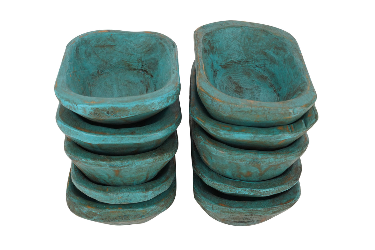 Mini Bowl #2-WH5P-6x10-Home Decor-Mini Turquoise Waxed #2