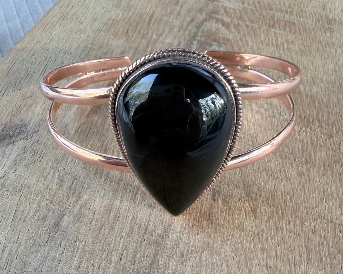 Black Onyx and Copper Cuff Bracelet