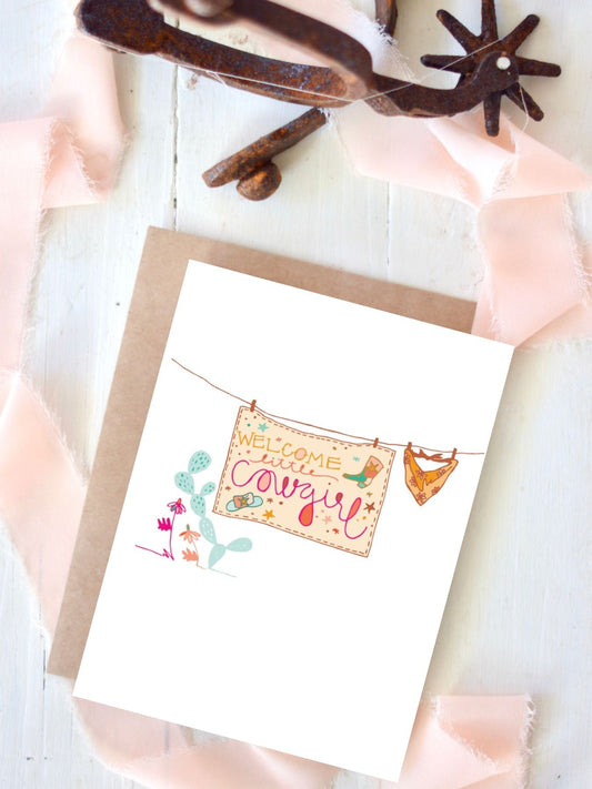 Welcome Little Cowgirl Baby Card