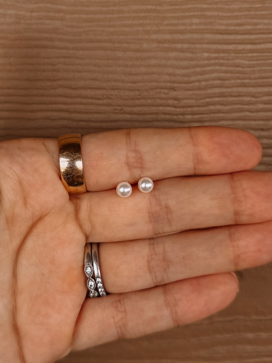 5mm Crystal Pearl Stud Earrings
