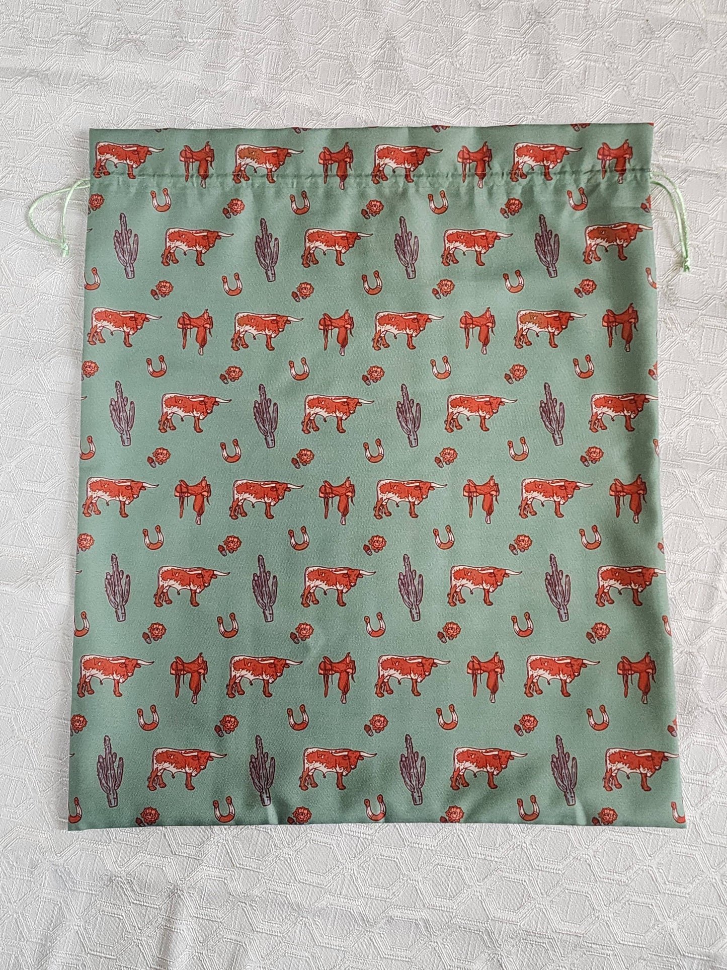 Western Reusable Gift Bag- Any Occasion Longhorn and Cactus