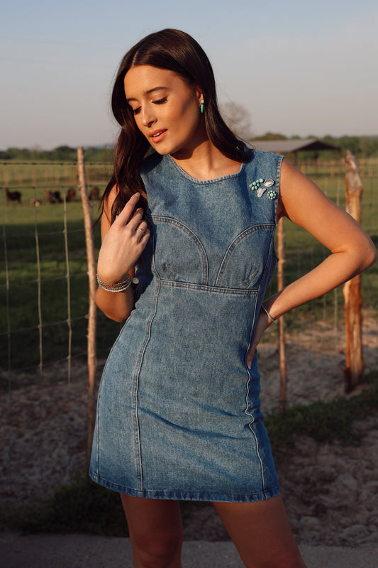 Dallas Denim Dress-SMALL