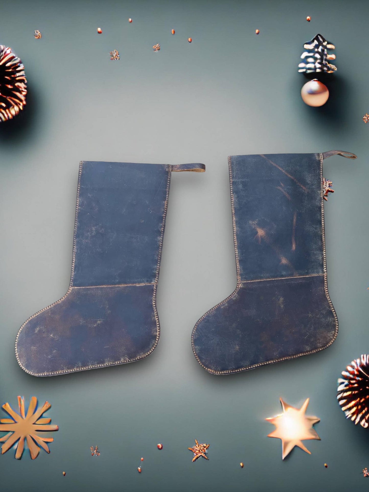 All Tooled Christmas Stockings Cowhide 