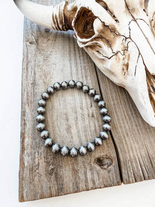 8mm Navajo Style Pearl Stretch Bracelet