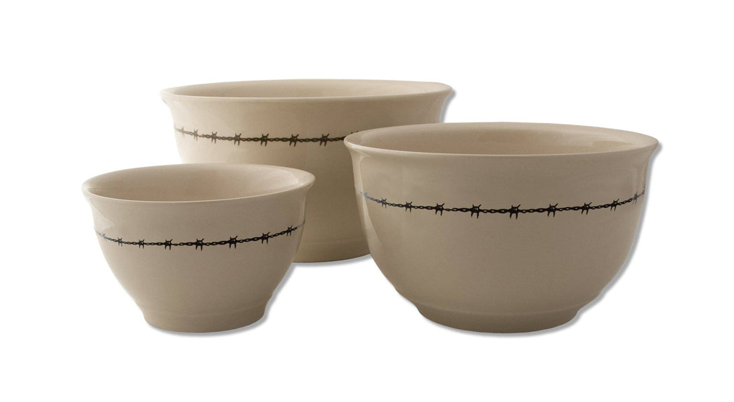 3 Piece Branded Stoneware Mixing Bowls